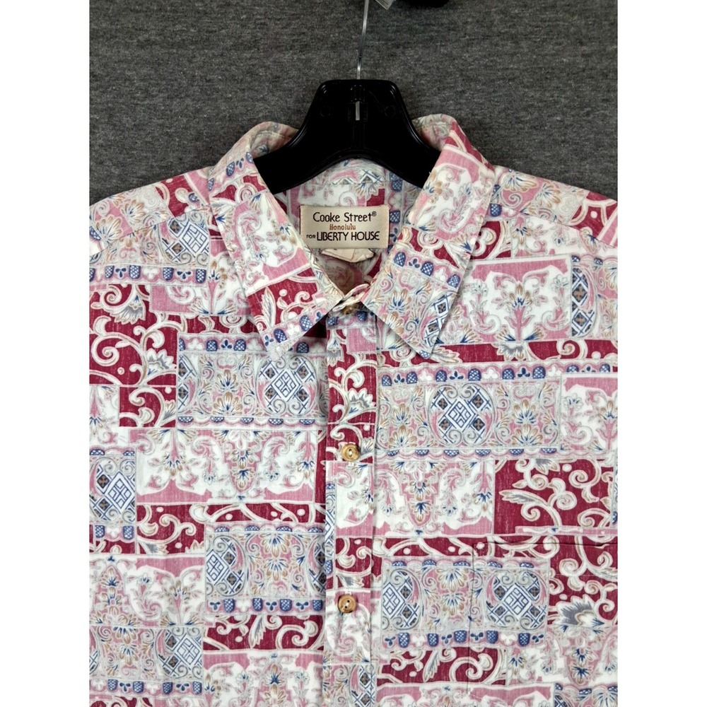 VTG Cooke Street Mens Shirt XL Hawaiian Floral Reverse Print USA Made Resort